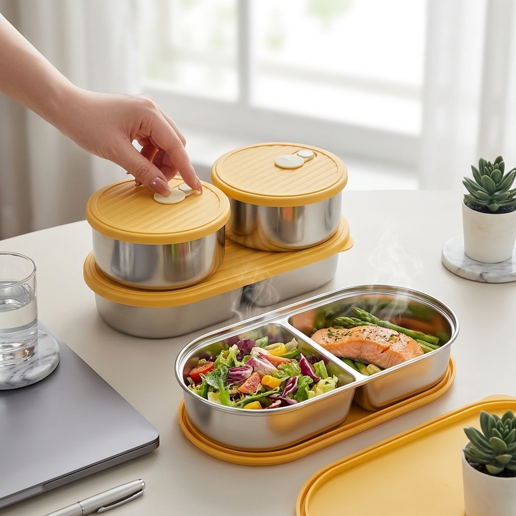 Meal Prep Meal Ideas - 전자레인지용 304 스테인리스 도시락 세트, 분리형