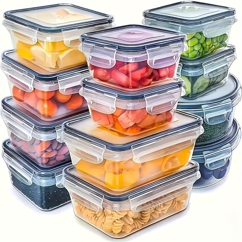 Meal Prep Box - 4개의 투명 식품 보관 용기(스냅 뚜껑