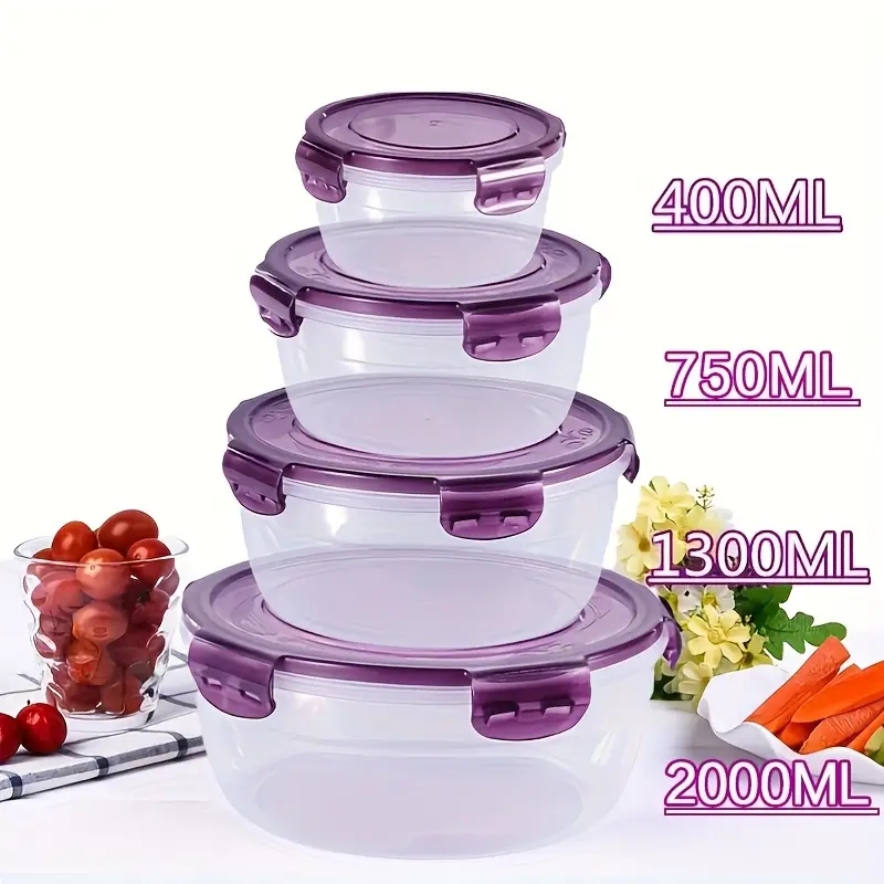 Meal Prep Box - 플라스틱 식품 보관 용기 4개, 도시락,