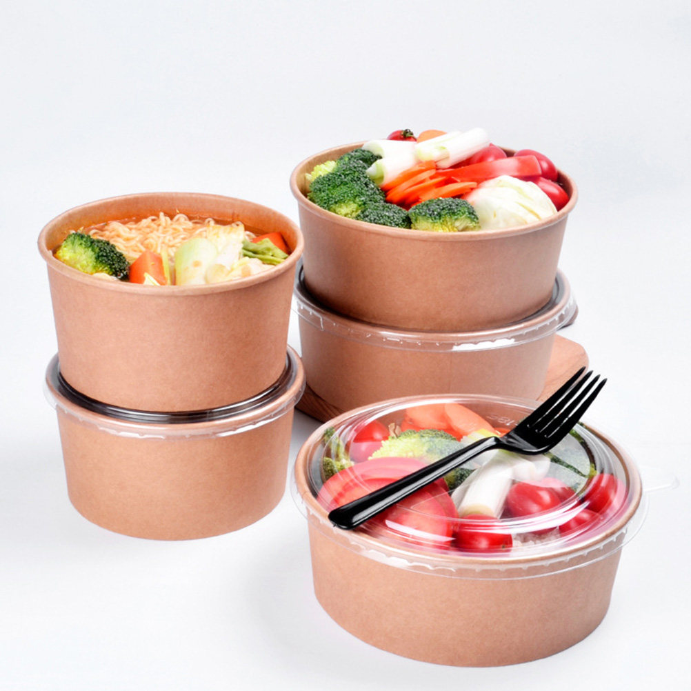 Meal Prep Box - 20개 크라프트 종이 그릇, 새지 않는