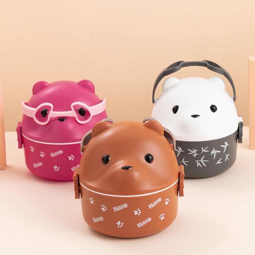 Meal Prep Box - 휴대용 안경 곰 보온 도시락 상자,