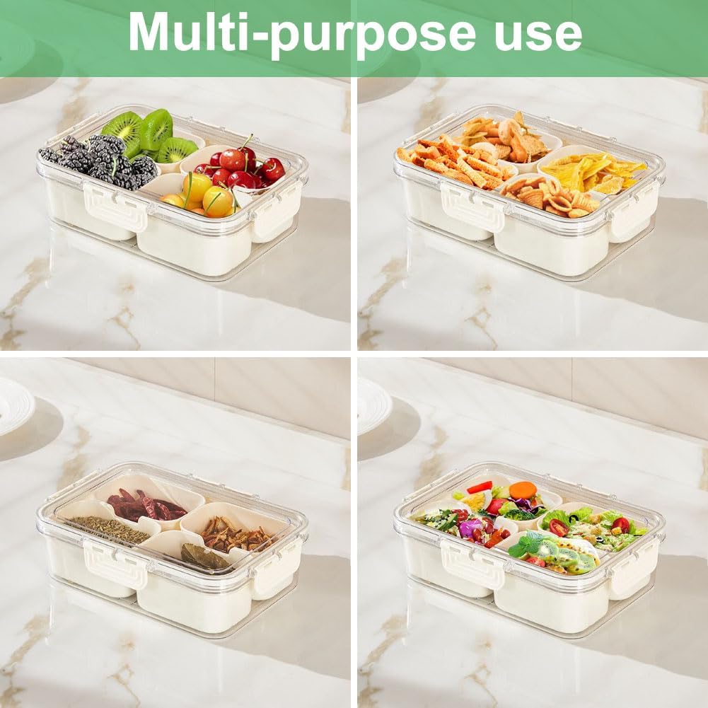 휴대용 식품 보관함, 스낵 보관함, 뚜껑이 있는 4칸, - Meal Prep Box 리뷰 및 가격