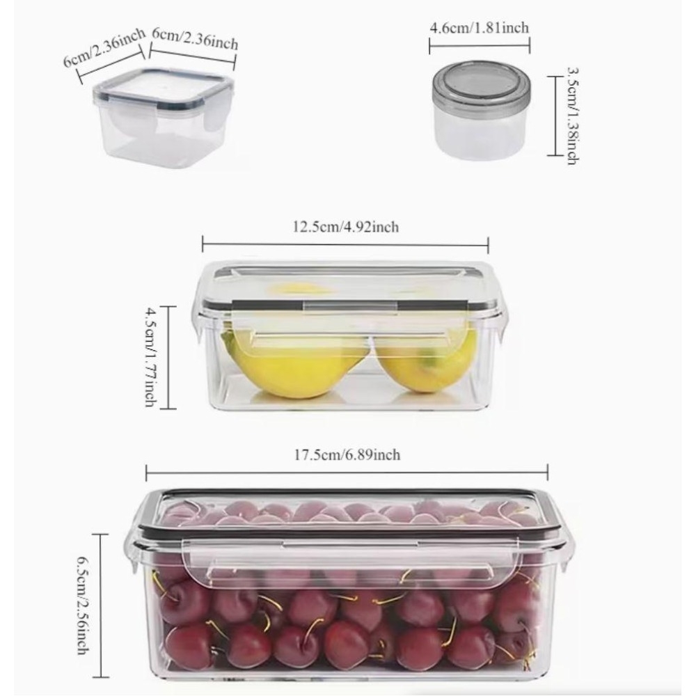 4개의 투명 식품 보관 용기(스냅 뚜껑 포함), 과일, - Meal Prep Box 리뷰 및 가격
