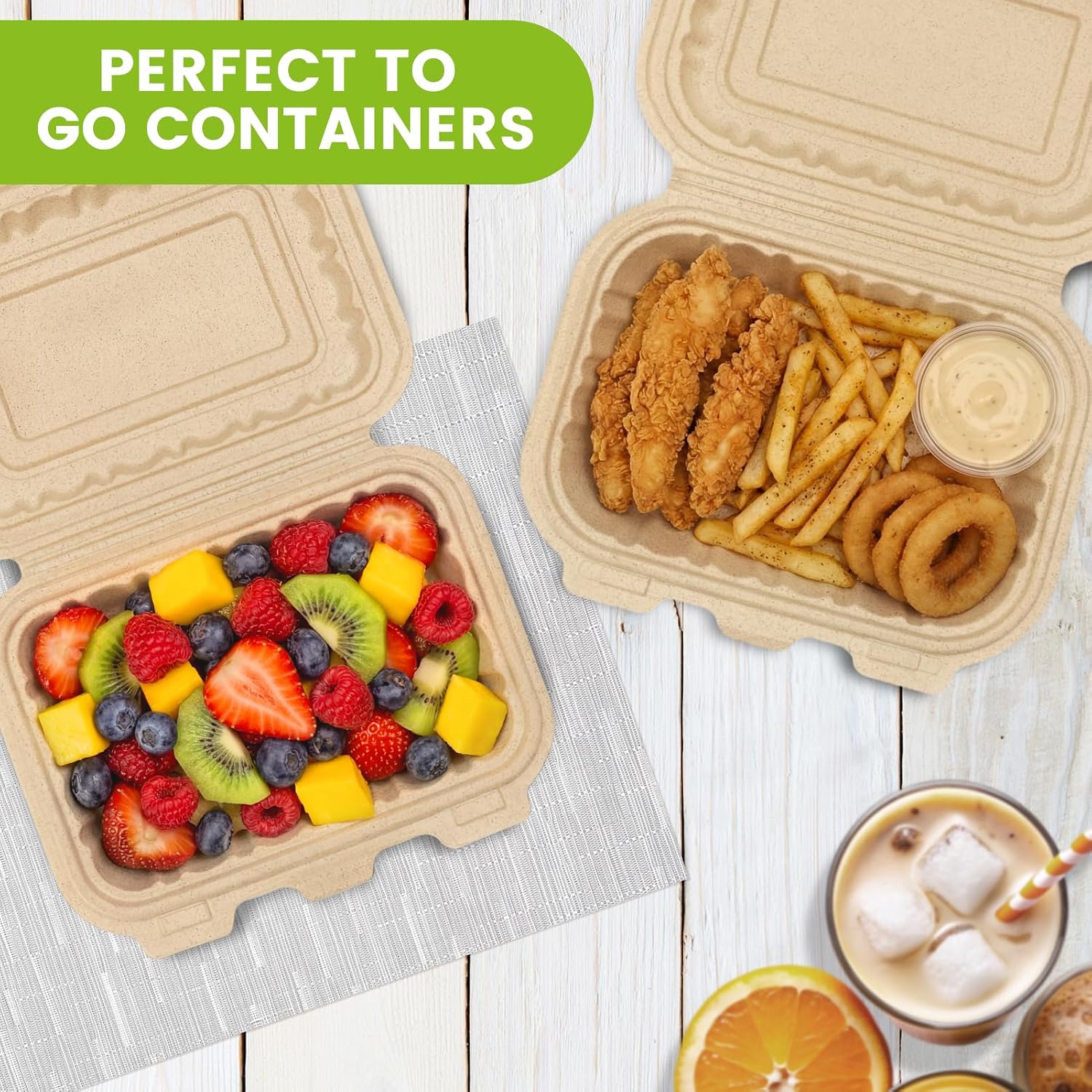 50개입 16온스 조개껍질 모양 테이크아웃 용기, 천연 - Meal Prep Box 리뷰 및 가격