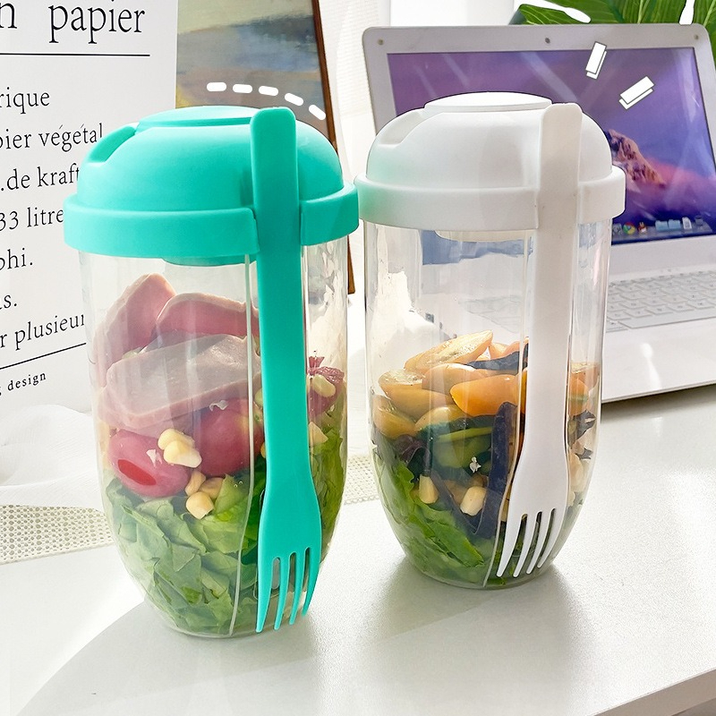 뚜껑과 포크가 함께 있는 휴대용 샐러드 볼, 일체형 누 - Meal Prep Yogurt Containers 리뷰 및 가격