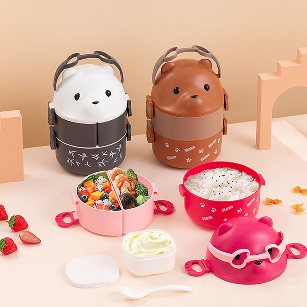 휴대용 안경 곰 보온 도시락 상자, 어린이 1/2/3  - Meal Prep Box 리뷰 및 가격